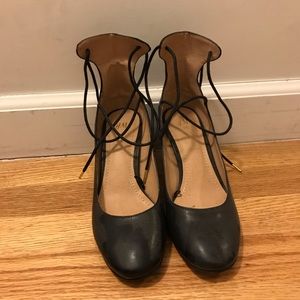 H&M black block heels with ankle straps